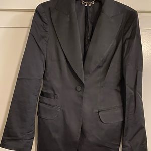 Long satin black blazer. Perfect condition.